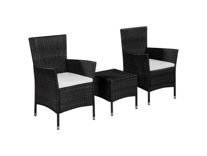 Ensemble de bistro 3 pcs Résine tressée Noir 44094