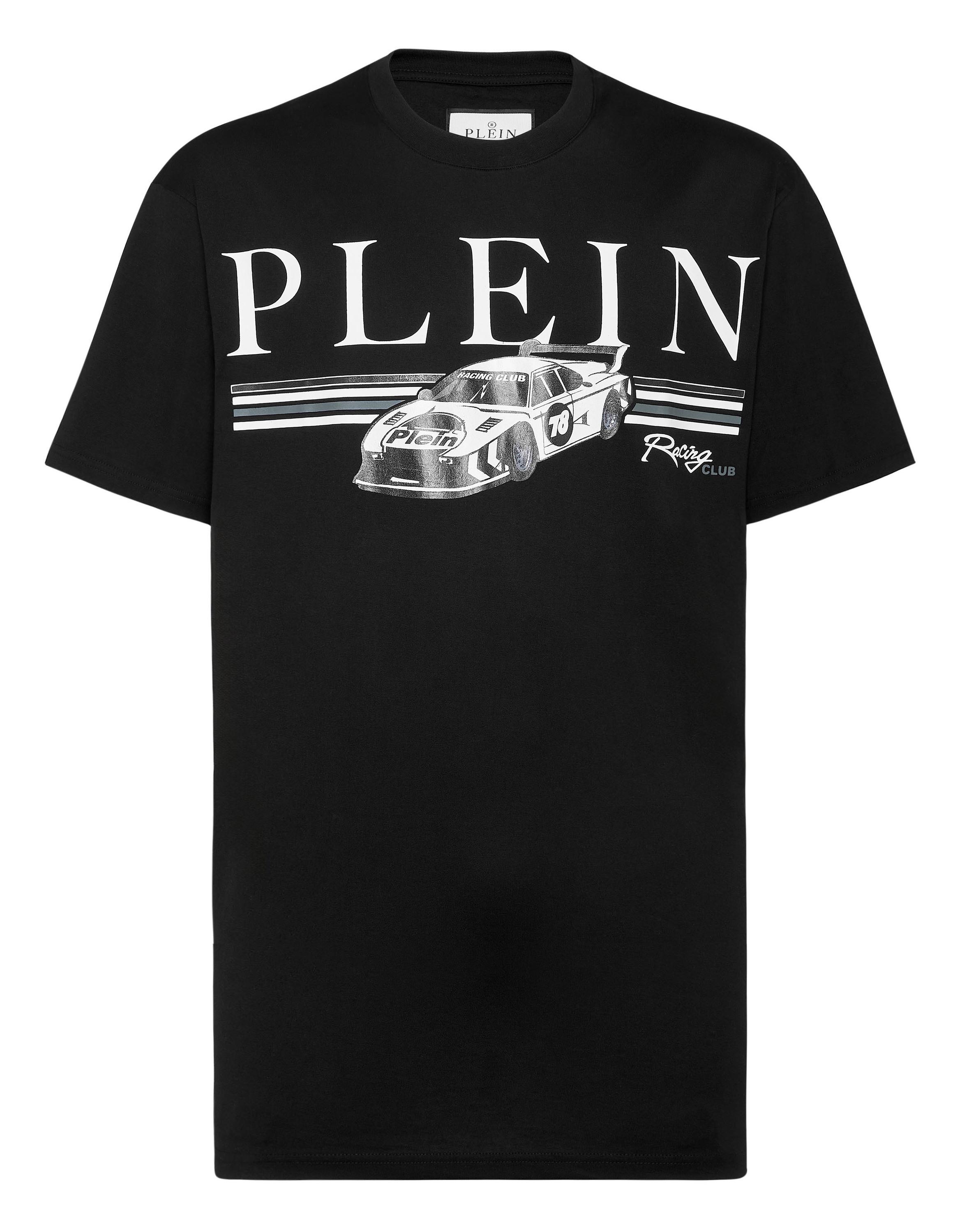 Philipp Plein T-Shirt mit Rundhalsausschnitt „Racing" - Schwarz/Weiß