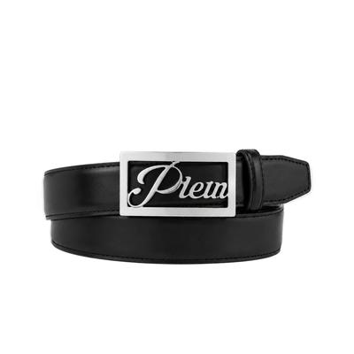 Ledergürtel PHILIPP PLEIN "N/A", Herren, Gr. 95, schwarz (0291, schwarz, nickel), Gürtel Ledergürtel