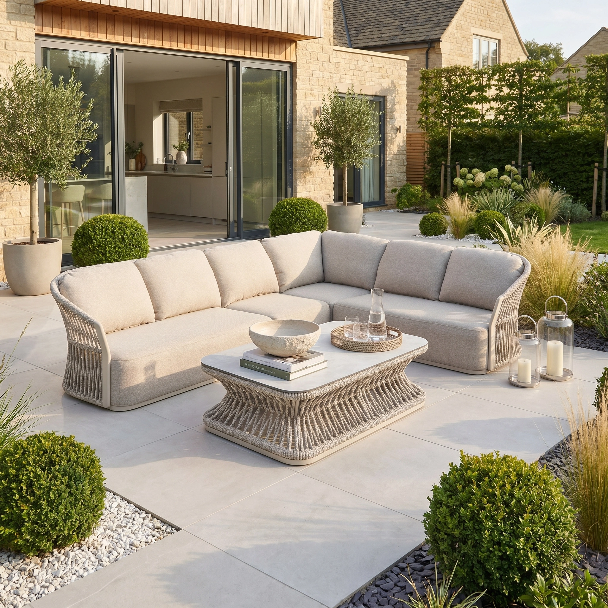 Harbour Lifestyle Pello Corner Group Set with Rectangular Coffee Table in Fawn