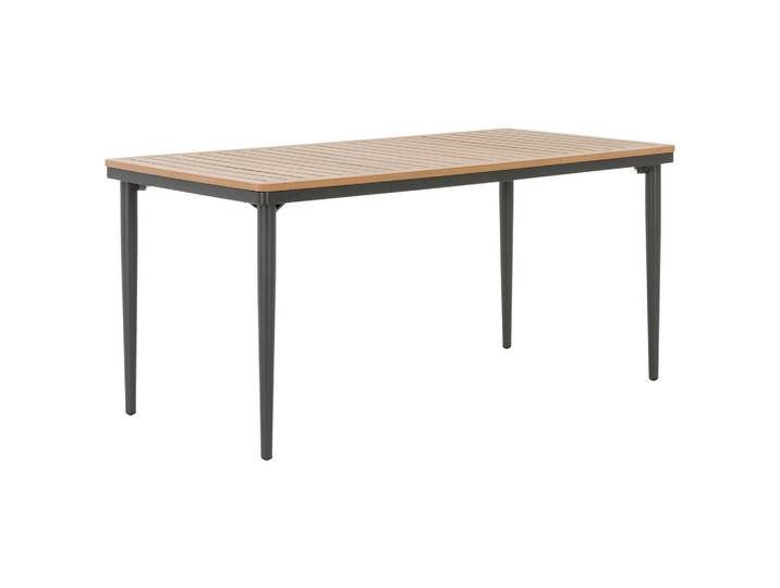 Amatio Gartentisch, Naturfarben, Schwarz, Metall, Kunststoff, rechteckig, Rundrohr, 69x66x140 cm, Gartenmöbel, Gartentisch, Gartentische