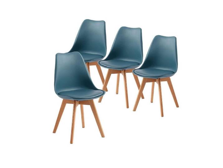 LuxusKollektion Esszimmerstuhl Esszimmerstühle 4er Set Buche Massivholz 4er set Morandi Dunkelblau