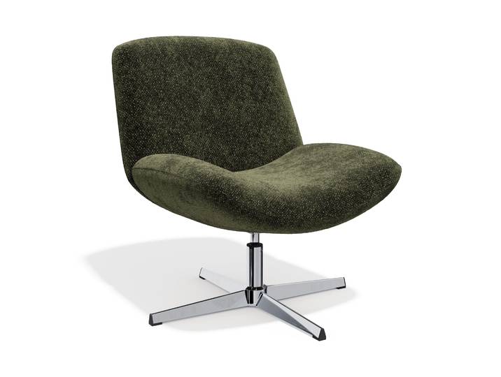 Fauteuil Pivotant En Velours Texturé Vert Vintage Aby