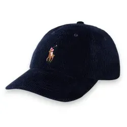 Polo Ralph Lauren für Damen. 211A90413001 Marineblaue Baseballkappe aus Cord (OSFA), Lässig, Baumwolle