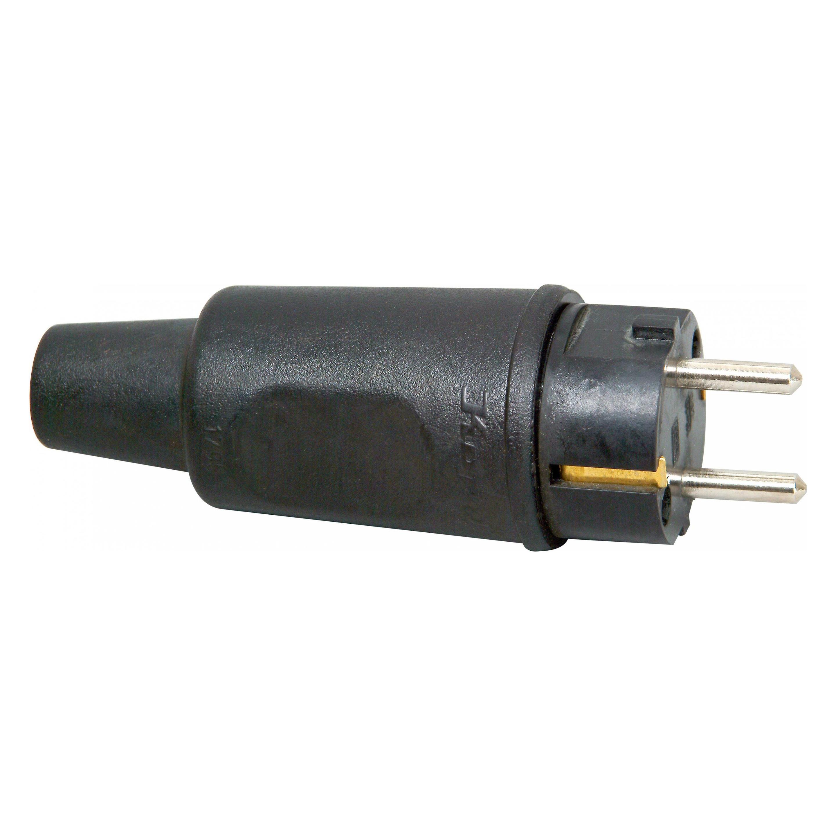 Kopp Gummi-Schutzkontaktstecker schwarz, IP44, bruchfest, gerade (CEE 7/4) (179516054)