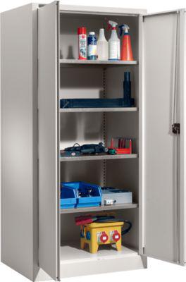 Schäfer Shop Select Materialschrank MSI 2509 S, verstärkte Ausführung, bis 100 kg/Fachboden, B 950 x T 500 x H 1935 mm, lichtgrau/lichtgrau