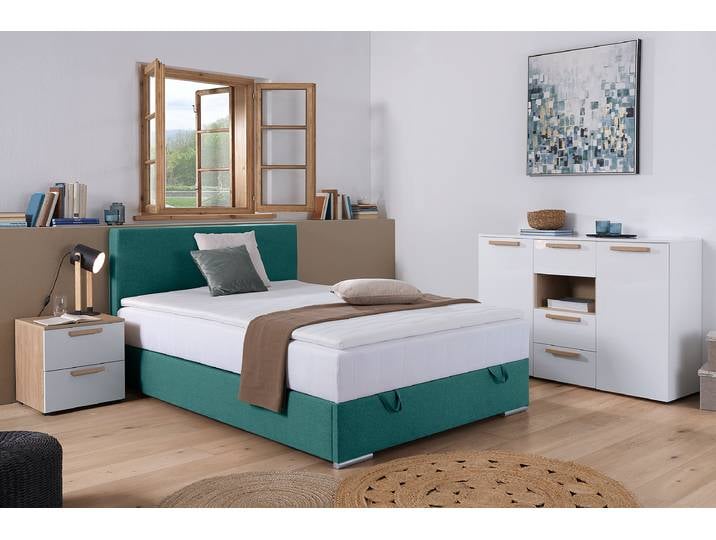 Lit boxspring Escaba 140 x 200cm Tissu Neala Bleu