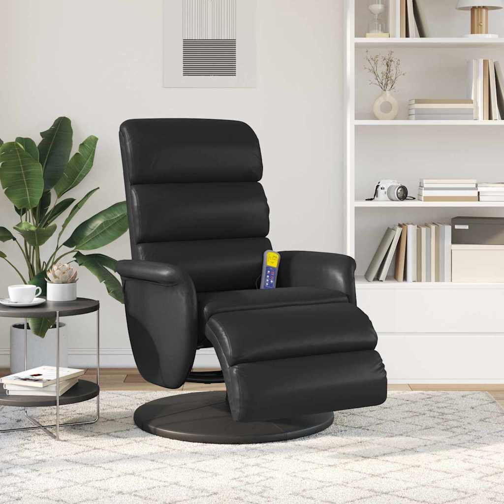 Brayden Studio Massage Recliner Chair Black Faux Leather Relaxation Luxury Seating Black 106cm H X 71cm W X 98cm D