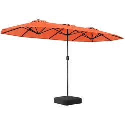 COSTWAY Doppelsonnenschirm 400x200cm, Ständer & Kurbel, XXL, UPF 50+, Garten, Terrasse, Markt, Orange.