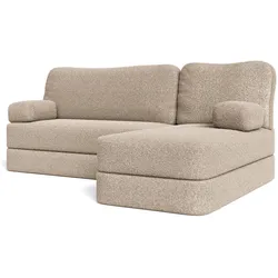 ECKSOFA SABI modulares Boneless Sofa mit Schlaffunktion Beige Boucle-Stoff
