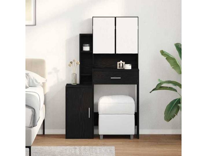 Automne/hiver  Noir Coiffeuse Chêne noir 80x35x132cm - bois d'ingénierie - Adulte/enfant DEC7822934