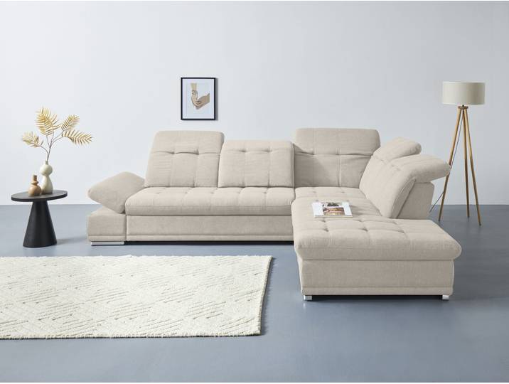 Ecksofa, Polyester, Beige 310×265 cm, L-Form, Manuell Verstellbar, Cotta