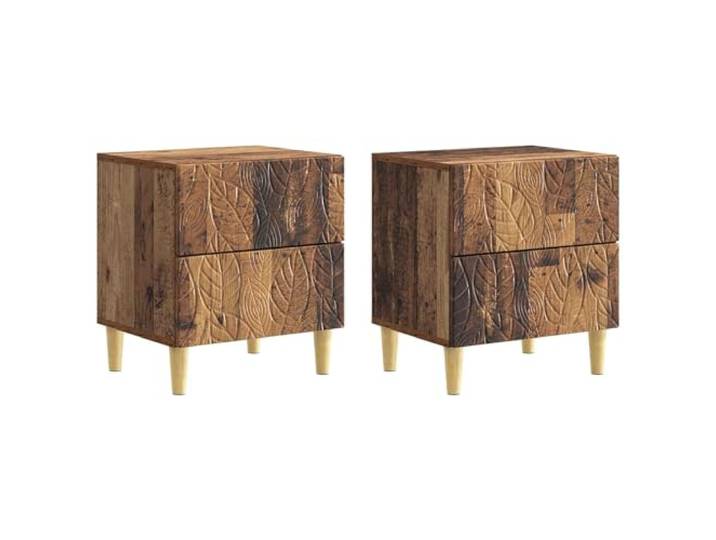 GHVBNMF Nachttisch 2er Set Altholz-Optik 43x34,5x48 cm Beistelltisch Kompakte Nachtschränke im Vintage-Design für Schlafzimmer und Wohnzimmer. Bieten praktischen Stauraum für Buch und Lampe.