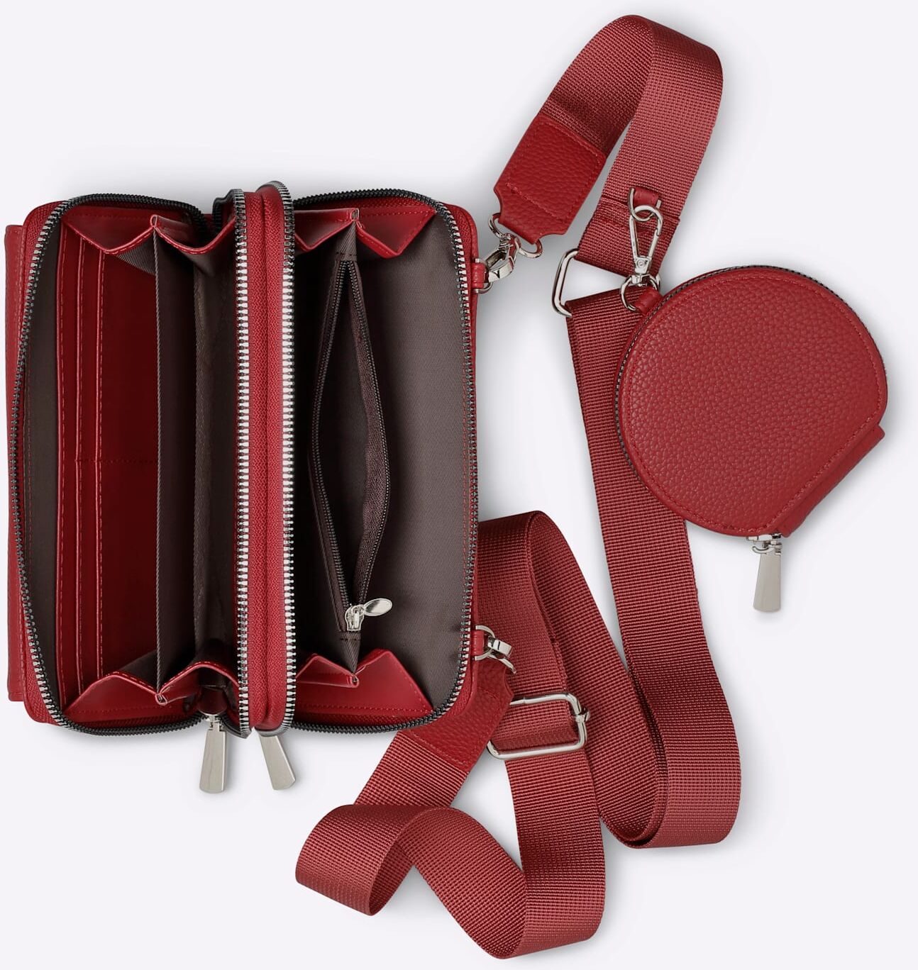 Schultertasche HEINE, Damen, Gr. B/H/T: 18cm x 11cm x 4cm, rot, Viskosemischung, unifarben, Taschen Schultertasche