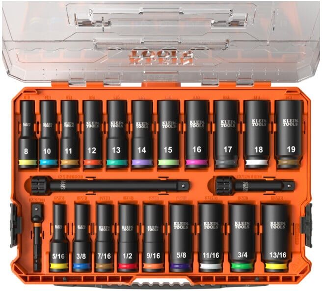 Klein Tools Set de douilles longues KNECT™ 3/8 pouce SAE métrique 23 pièces (65121IMPCT)