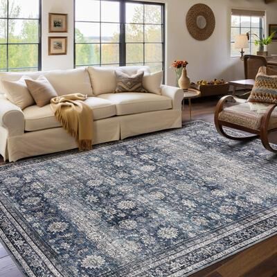 Garvee Charming Vintage Floral Print Area Rug