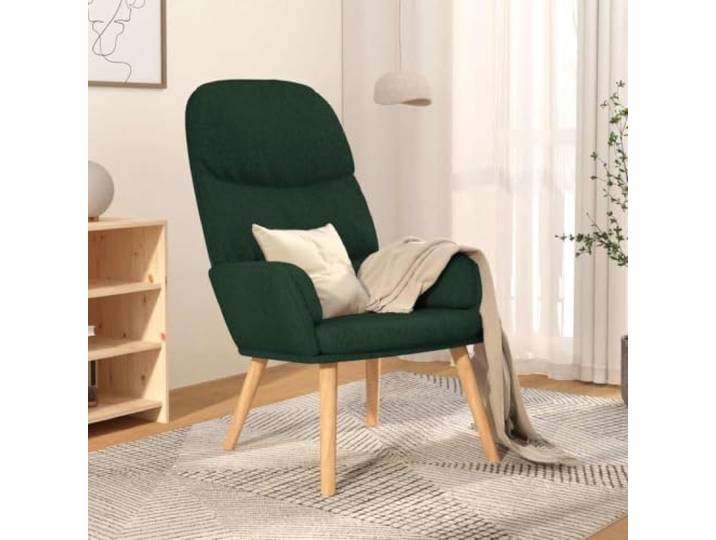 HEFZGDB Relaxsessel Dunkelgrün Stoff mit Metallrahmen und Gummibaumholz Beinen für optimalen Sitzkomfort und Stabilität im Wohnzimmer