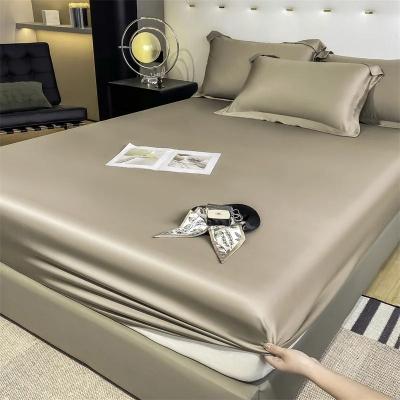 Uplift Picks Mulberry Silk Fitted Sheet Soft Elastic Silk Mattress Cover khaki 200x200x25cm