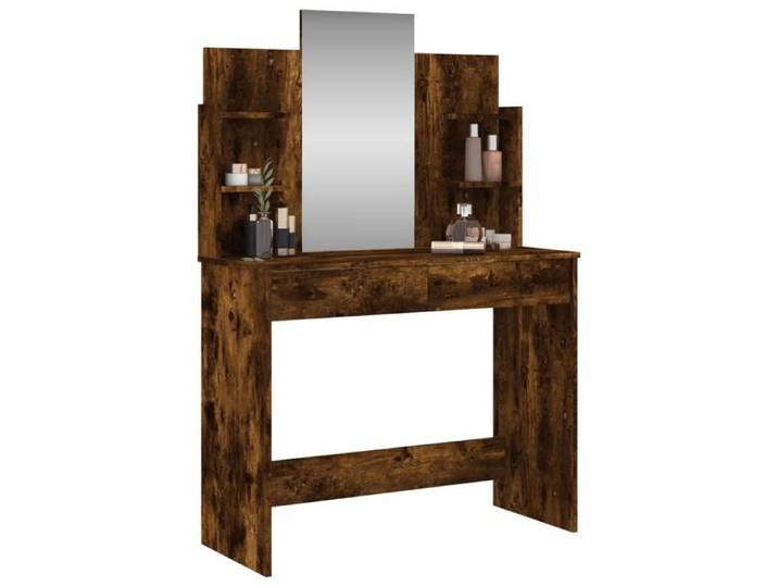 Cabinet de chambre Brun - Coiffeuse avec miroir - Chêne fumé - 96x39x142cm 294 478637611