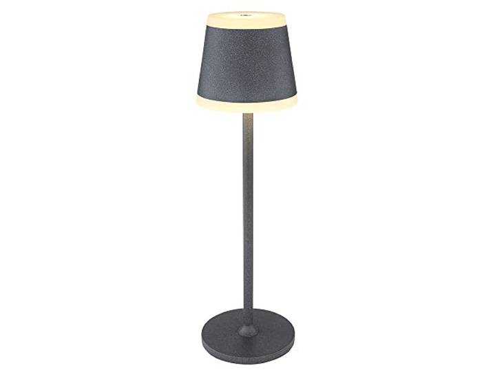 LED Tischlampe Akku Tischleuchte Tischlampe kabellos mit Touchdimmer, IP54 Wetterfest dimmbar, Metall grau opal, 1x LED 4W 220Lm 3000K, DxH 11x38,5cm