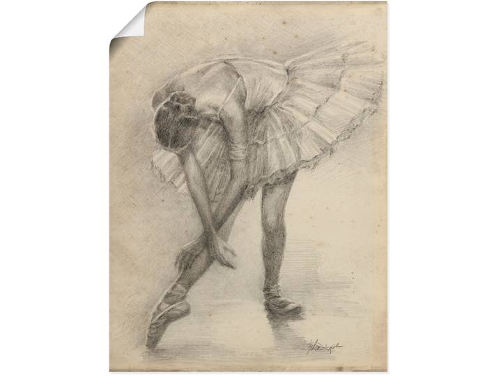 Poster ARTLAND Antike Ballerina Übung II , beige (farbe bild(er): natur), B:30cm H:40cm, Bilder, Poster, ohne Rahmen