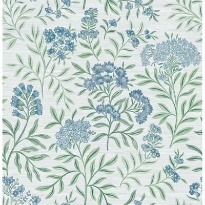 Society Social x WallPops Leafy Floral Mineral Blue Peel and Stick Wallpaper