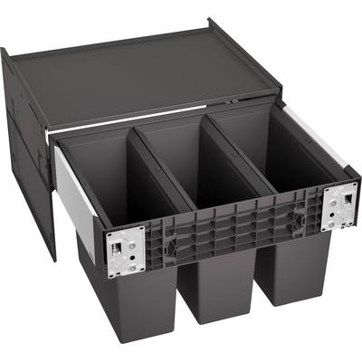 Mülltrennsystem BLANCO "Select II 60/3", schwarz, B:40cm H:36cm T:57cm, Kunststoff, Mülleimer, Mülltrennsystem, Kunststoff, Stahlblech, 600 mm Untermass