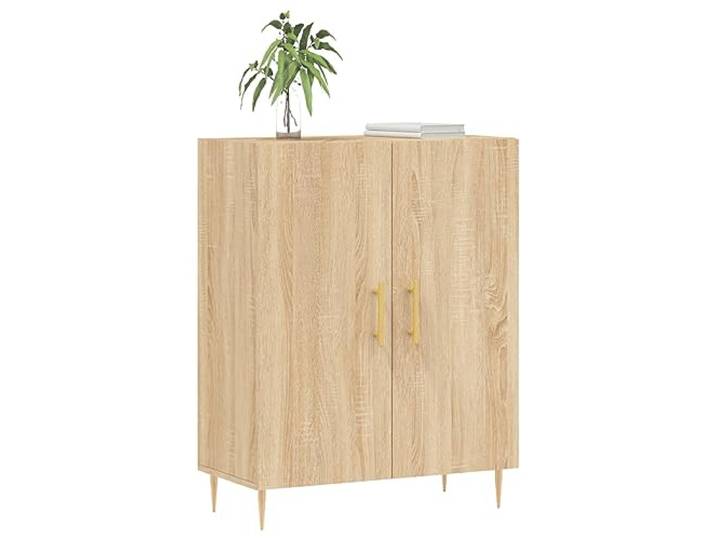 KTHLBRH Sideboard Eiche Sonoma 69,5 x 34 x 90 cm aus mehrschichtigem Holz Metallfüße, großer Stauraum, Tischplatte für Ausstellung, einfache Reinigung