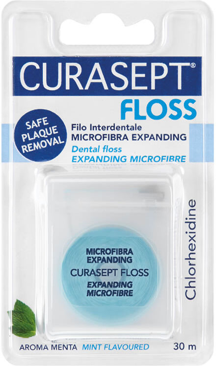 Curasept Floss Microfibra Expanding Filo Interdentale con Clorexidina 30 m