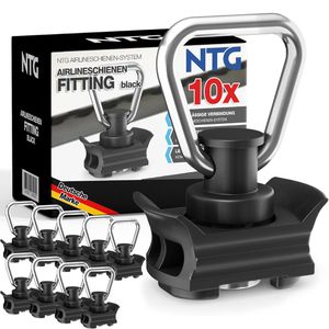 NTG Zurrösen LS.8602 Black für Airlineschiene, 500kg Traglast, klappbar, 10 Stück