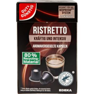 Gut&Günstig Kaffeekapseln Ristretto, 20 Kapseln, für Nespresso