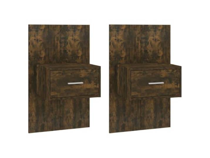 GHVBNMF Wand-Nachttische 2er Set Räuchereiche 48,5x32,5x80 cm Schwebendes Design für das Schlafzimmer schafft wertvollen Bodenfreiraum und bietet eine Belastbarkeit von bis zu 50 kg.