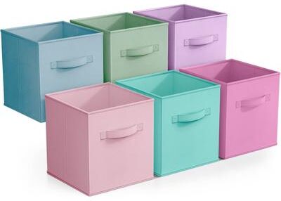 "Sorbus Fabric Storage Bins 11"" With 6 Foldable Storage Bins Foldable With Handles For Pantry, Cubbies, Toy Clothes- 6Pk"