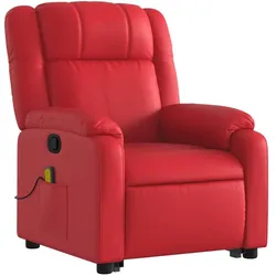 vidaXL, Sessel, Massagesessel mit Aufstehhilfe Fernsehsessel Relaxsessel Rot Kunstleder