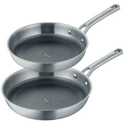 Berndes 2-teiliges Set Bratpfanne 24+28 cm, Edelstahl, poliert - Tricion Resist