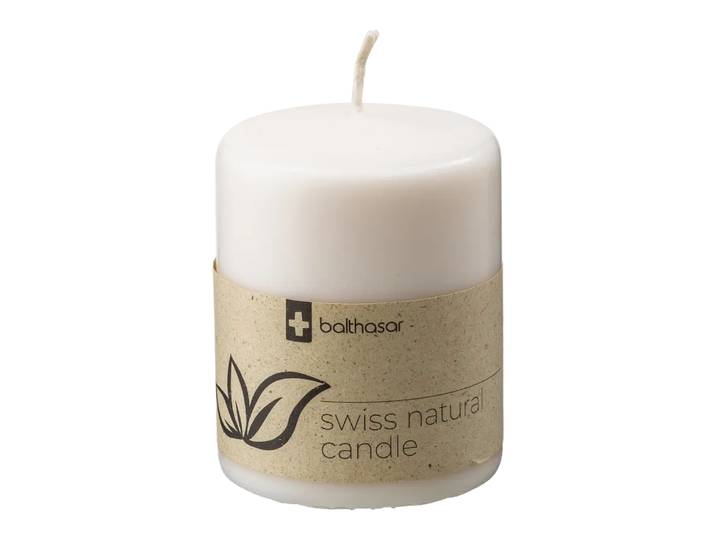 Zylinderkerze Swiss Natural, Balthasar, weiss, Wachs