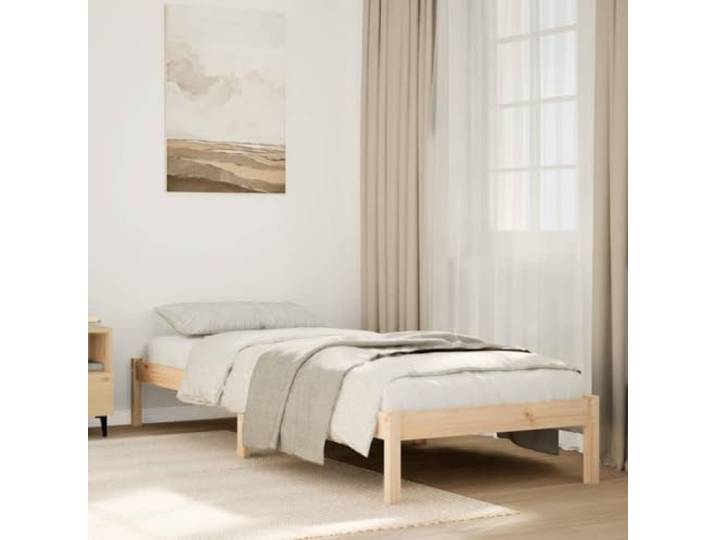 RJPLMFV Bettgestell, 90 x 210 cm, Massivholz, Kiefer Ohne Matratze, Lattenrost inklusive, stabile Füße, Lattenrost, Landhausstil