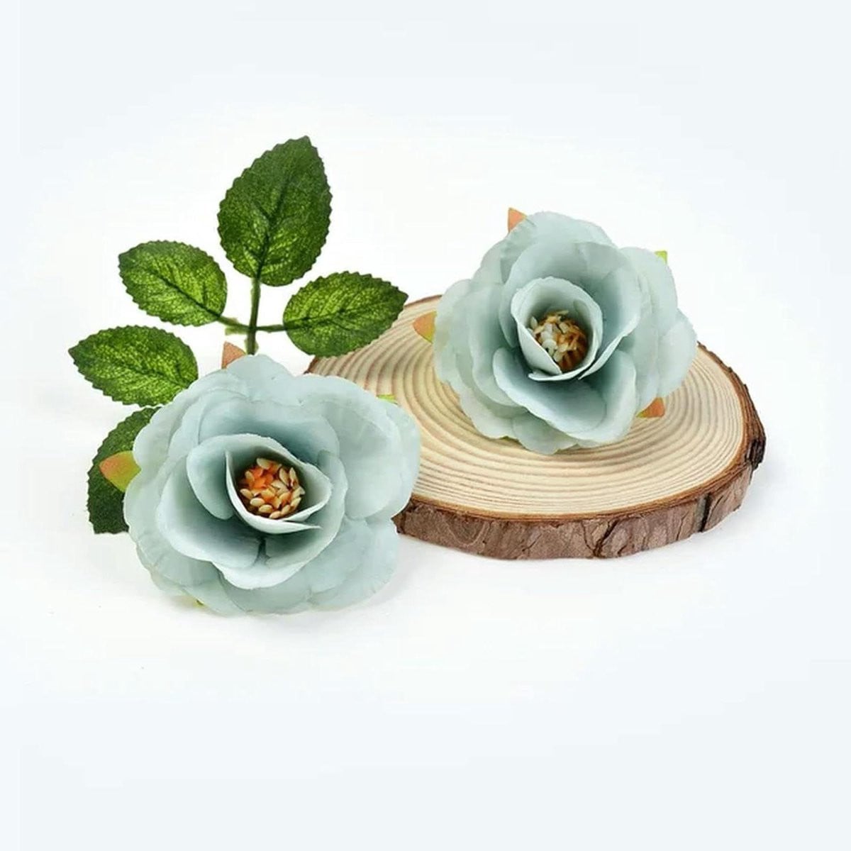 Set van 10 blauwe kunstige Camelia's en rozen voor decoratie