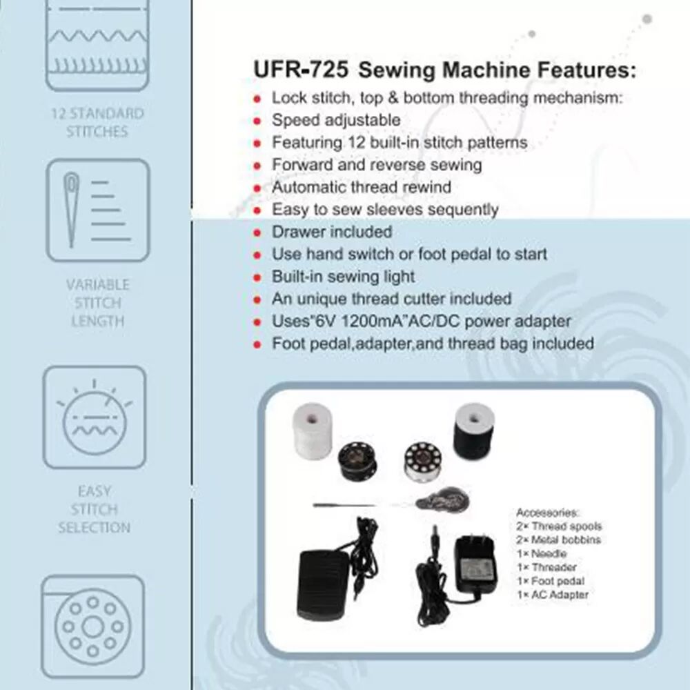 INF Machine à Coudre Électrique Multifonctionnelle Portable Mini Ménage FR Plug