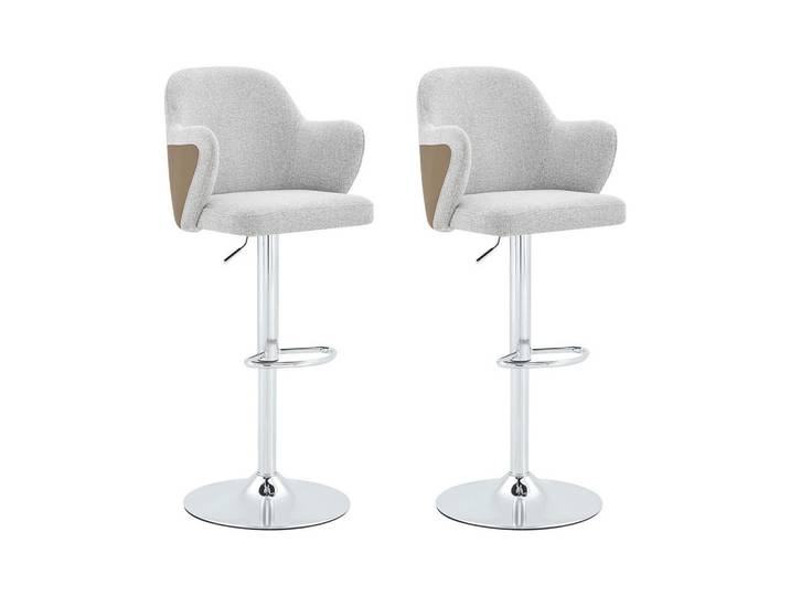 Komhtom Barhocker-Set(2Er-Set) mit Armlehnen, um 360° drehbar, Grau + Braun, Hellgrau, Mode, 37.6x118x45 cm, Esszimmer, Barmöbel, Barhocker