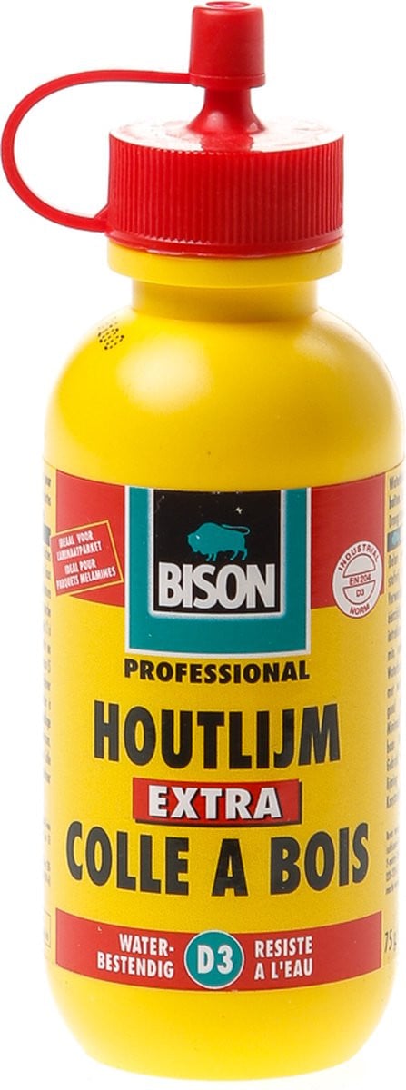 Bison Houtlijm extra 75 gram - Waterbestendige witte houtlijm, D3, oplosmiddelvrij en transparant droogend