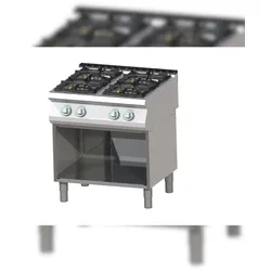 A&S polarny Gas-Kochfeld Standgerät Edelstahl 4 Herdplatten 27kw 800x730x900mm Pilotflamme