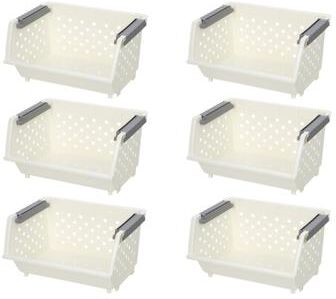 YBM Home Plastic Storage Stacking Bin for Home and Kitchen, Open Stackable Organizer Basket for Frequent Use in Pantry