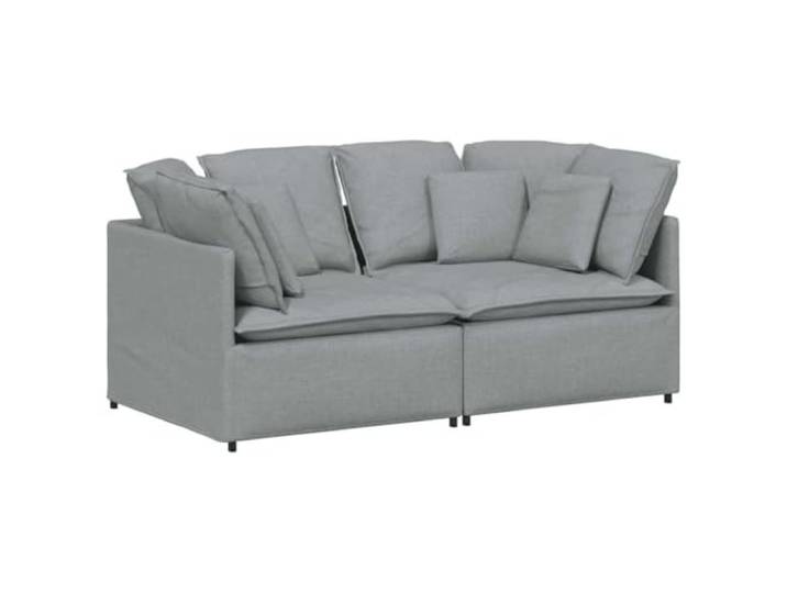 Coespram Modulares Sofa 2-teilig mit Kissen Stoff Hellgrau 200x100 cm Flexible Eckgarnitur fürs Wohnzimmer: Dicke Polsterung, robuste Holzarmlehnen und 12 Kissen für behagliche Ruhezonen.