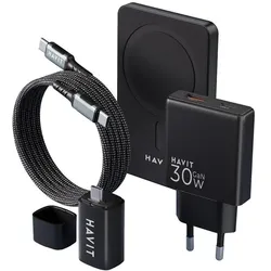 Havit Ladeset (3 Ports), USB Ladegerät, Schwarz, Grau