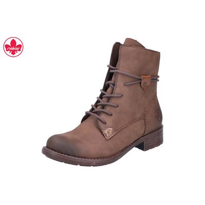 Schnürstiefelette RIEKER, Damen, Gr. 36, Textil, braun, Lederimitat, used, Schuhe Schnürstiefelette, Schnürboots mit schaftumspielender Schnürung, in dezenter Used-Optik