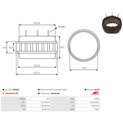 AS-PL Stator, Generator AS3013