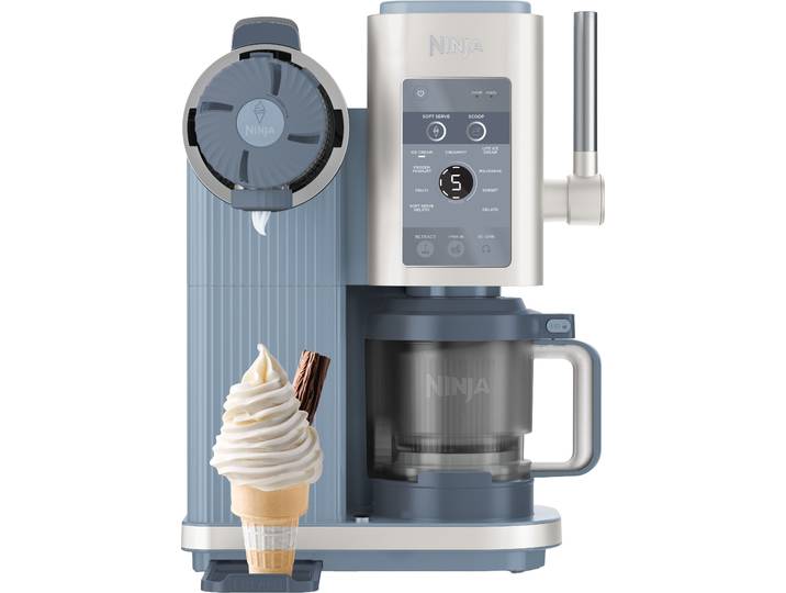 NINJA Eismaschine NC702EU Ninja CREAMi Scoop & Swirl 13-in-1 Softeis- und Eismaschine , blau (stahlblau), B:24,5cm H:44,5cm T:33,4cm, Eismaschinen, proteinreiche Leckereien mit weniger als 150 kcal