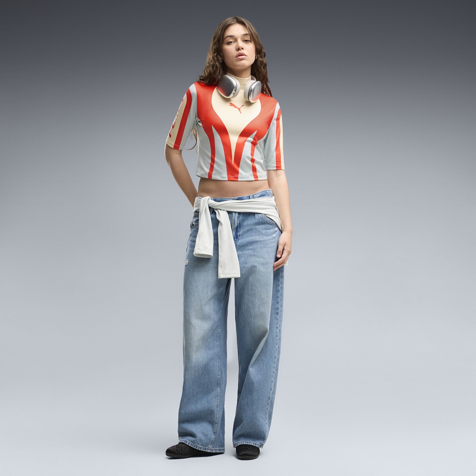 Crop-Top PUMA "FUTURE.PUMA.ARCHIVE Moto Tight Top Damen", Damen, Gr. S, bunt (buttercream gelb), Obermaterial: 11% Elasthan, 89% Polyester, Tops