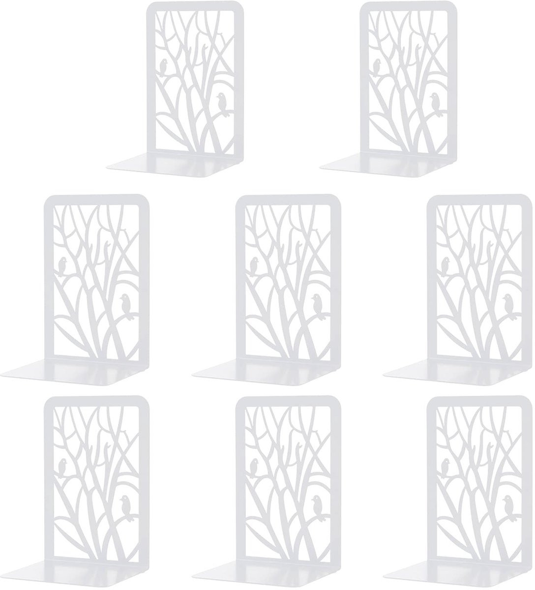 Dailygoody Boekensteunen Wit - 8 stuks Antislip Metalen Boekenstandaards